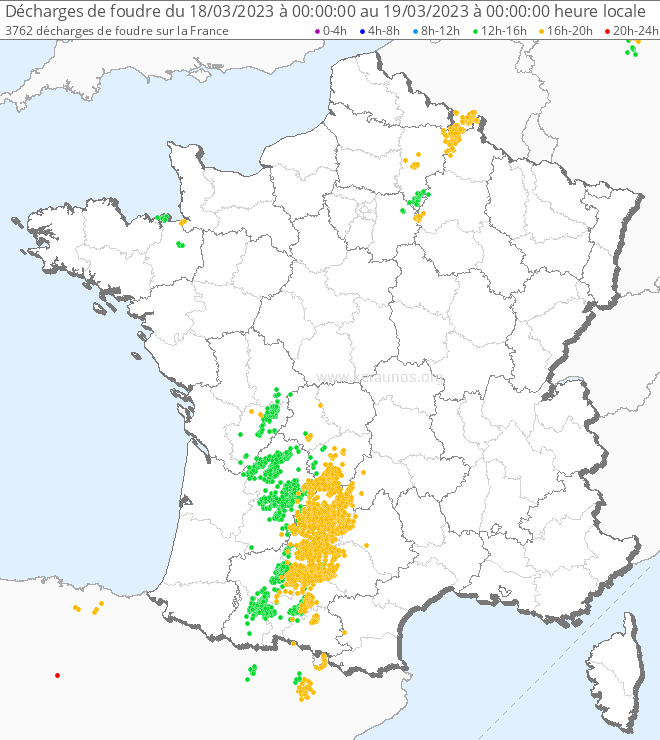 Orages localement actifs les 17 et 18 mars