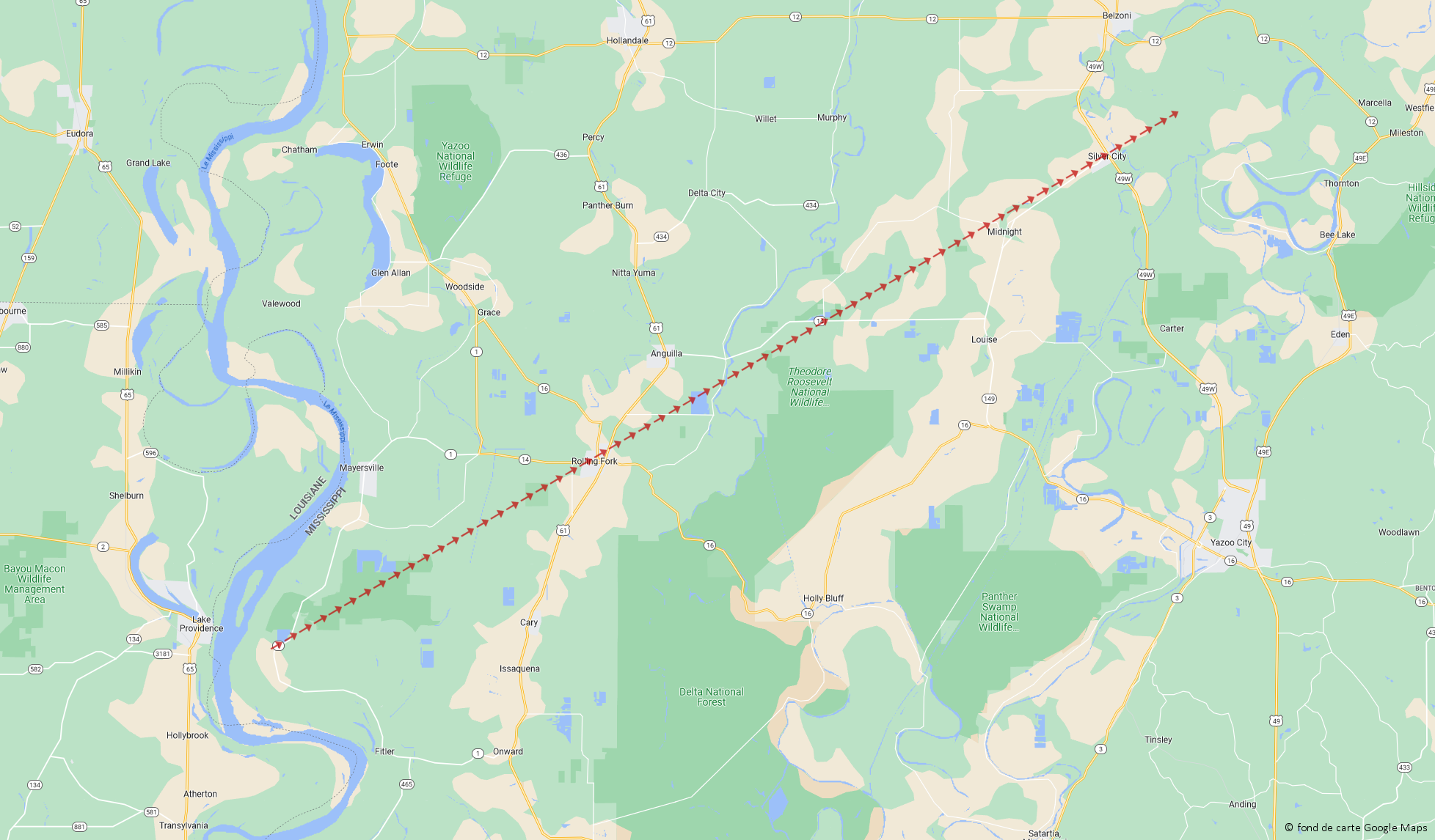 Violente tornade dans le Mississippi le 24 mars