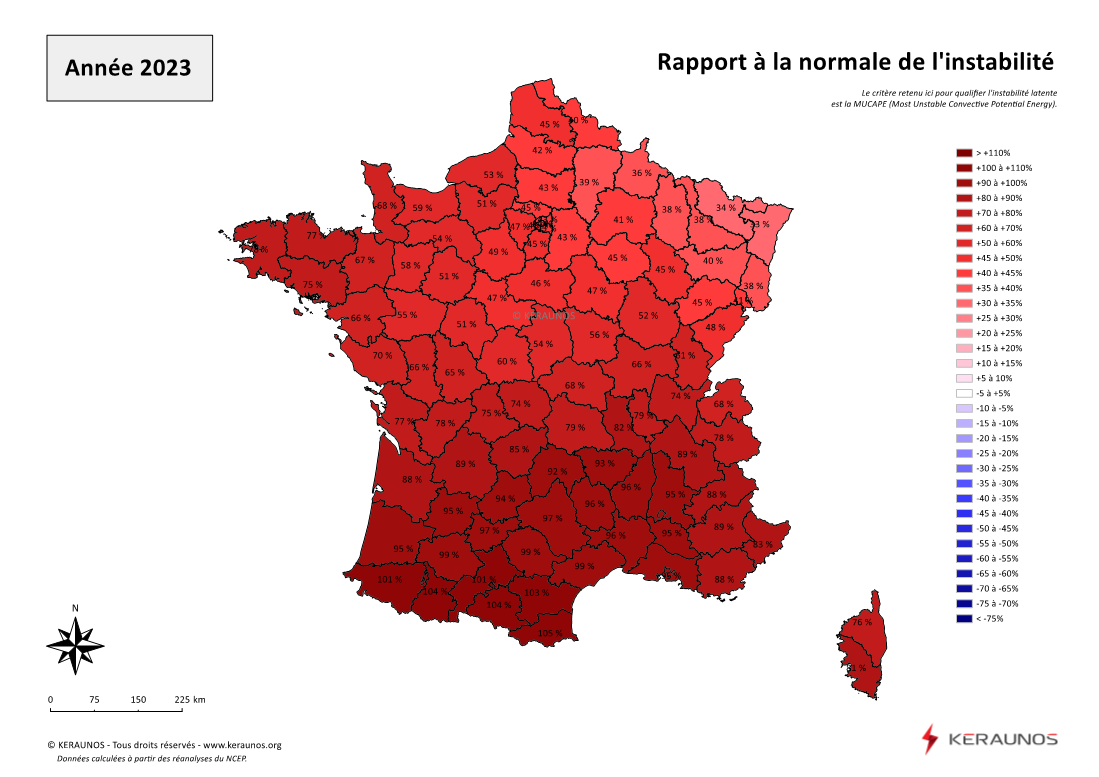  Les orages en France en 2023 : bilan national d'une année modérément orageuse