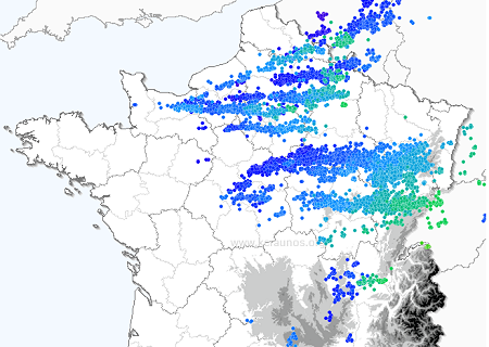 Nombreux orages et chutes de grêle ce 15 mars dans la moitié nord du pays