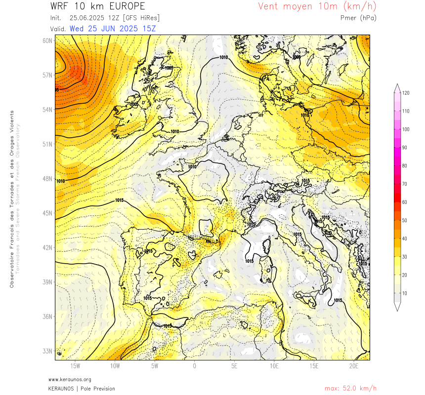 Derecho de l'Occitanie à la Lorraine le 25 juin : rafales à 140 km/h et grêlons proches de 10 cm