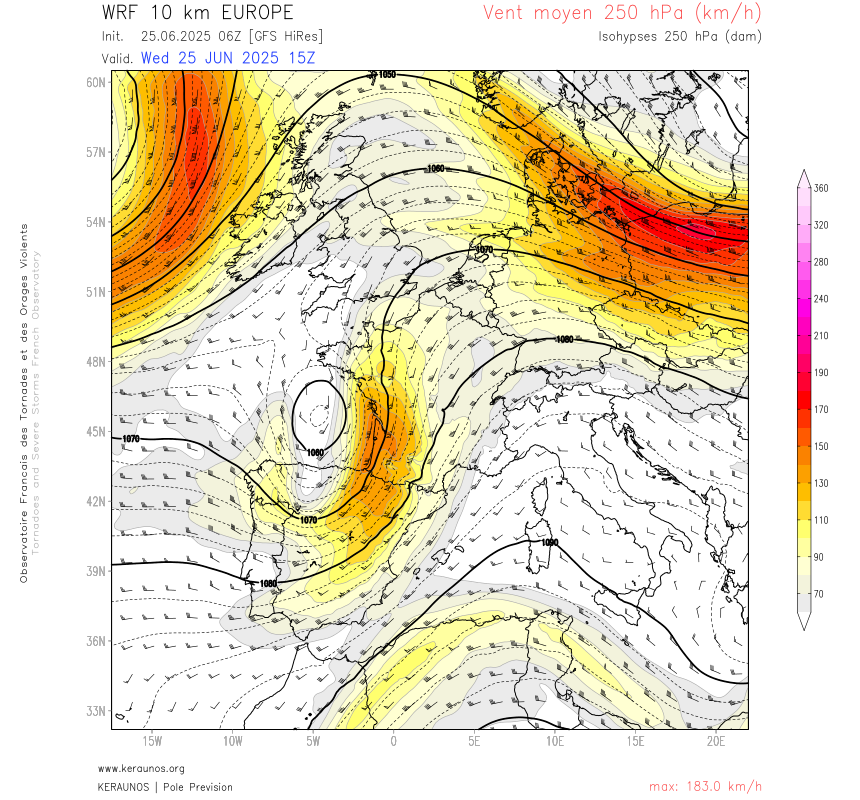 Derecho de l'Occitanie à la Lorraine le 25 juin : rafales à 140 km/h et grêlons proches de 10 cm