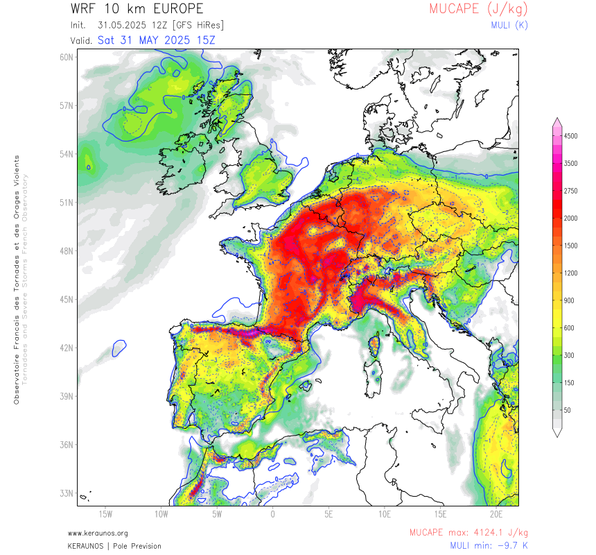 Orages localement violents le 31 mai entre Massif Central et Picardie