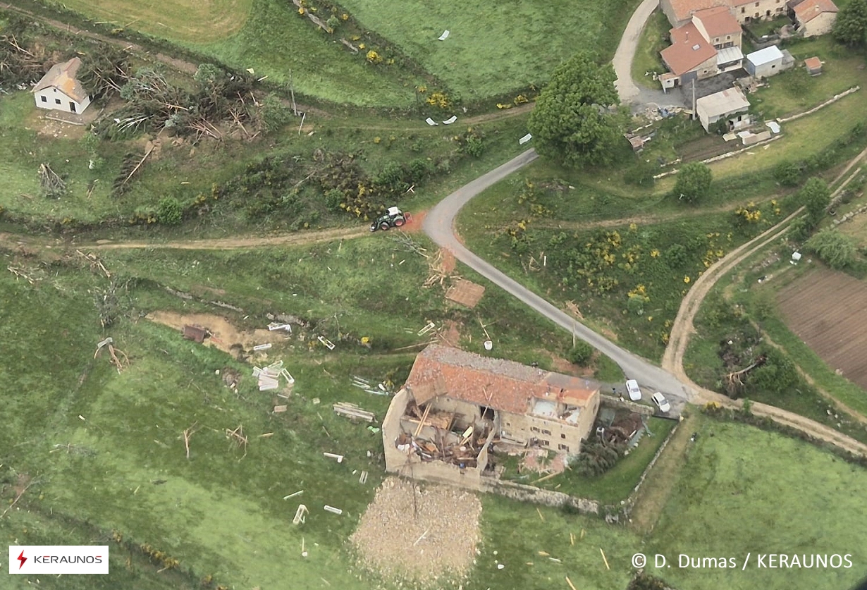 Tornade confirmée  dans la Loire le 1er juin