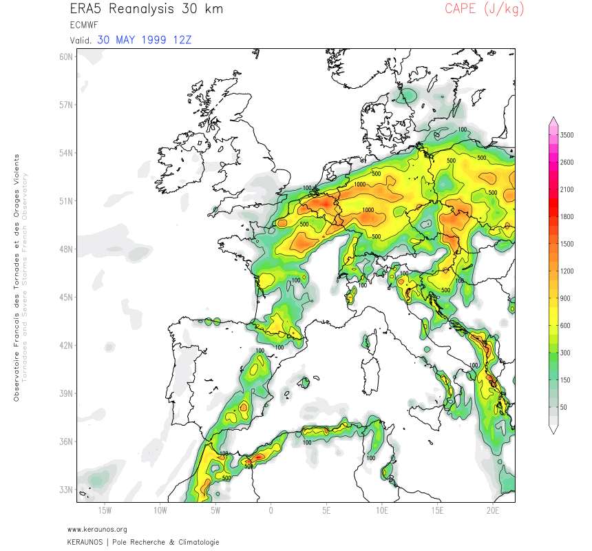 Violents orages à Paris le 30 mai 1999