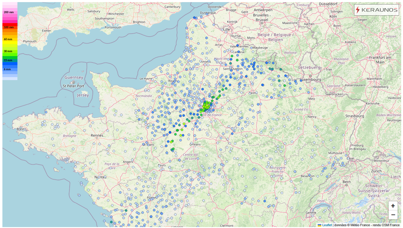 Violents orages à Paris le 30 mai 1999