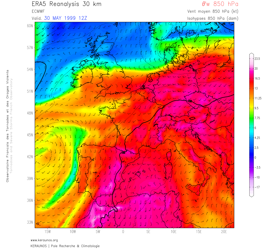 Violents orages à Paris le 30 mai 1999