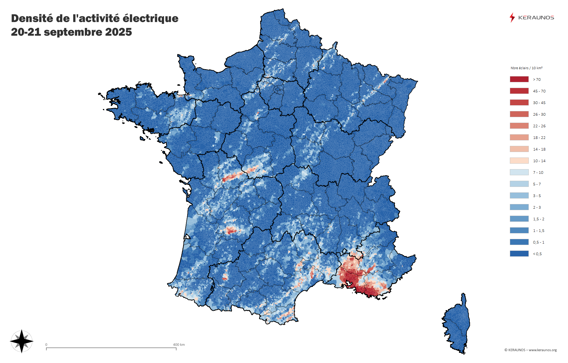 Episode orageux localement intense les 20 et 21 septembre