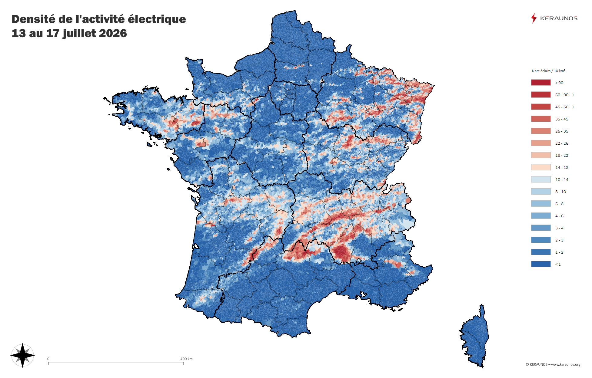16 juillet 2026 : la journée la plus foudroyée de l'année en France