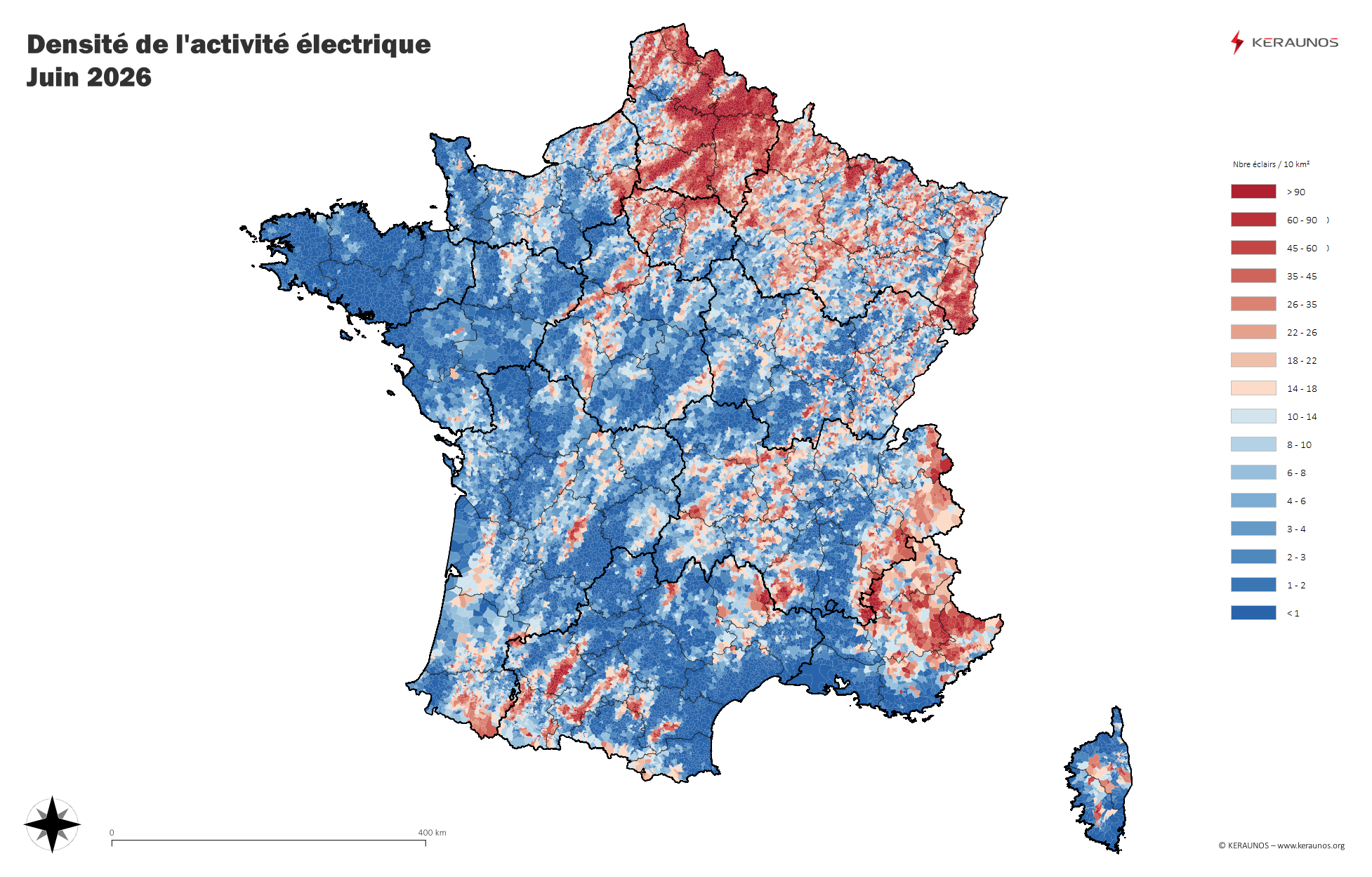 Bilan foudre de juin : un mois marqué par des orages très électriques dans le nord