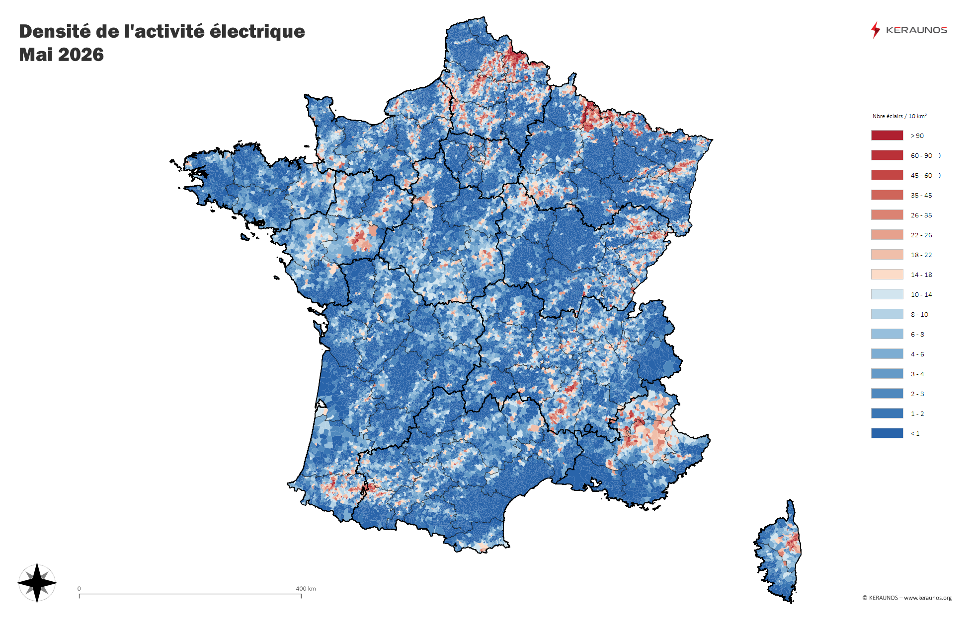 Bilan foudre de mai : un mois marqué par quelques orages très électriques
