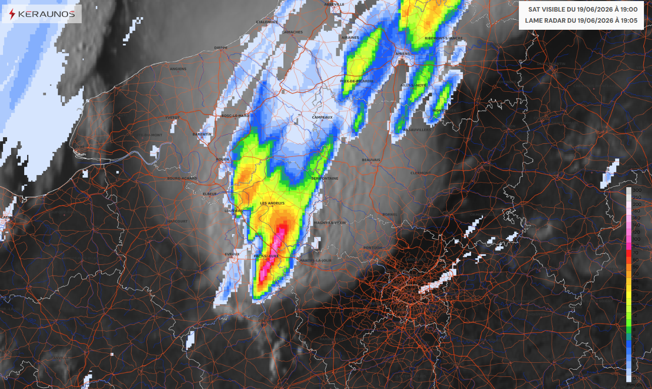Puissants orages entre Normandie et Nord le 19 juin