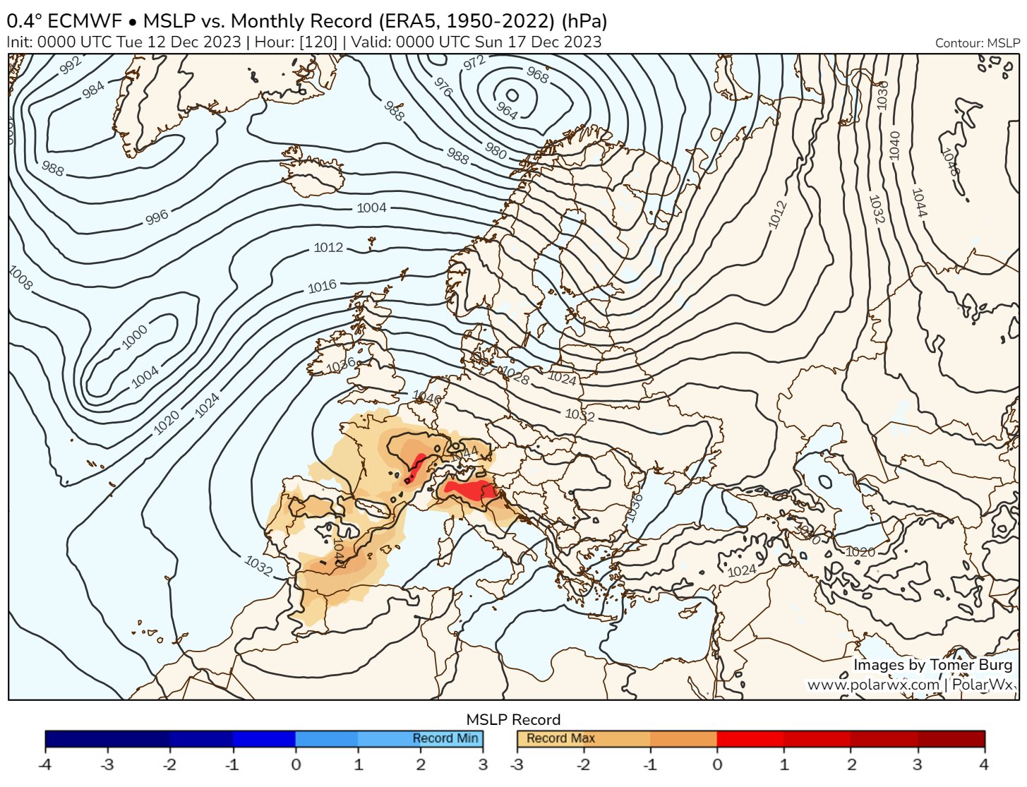 <p>La séquence perturbée va se terminer vendredi, avec constitution d'un puissant anticyclone à tous les niveaux. Les pressions au sol prévues durant le WE pourront être proches des records pour un mois de décembre (autour de 1044/1045 hPa) sur le centre-est notamment.</p>