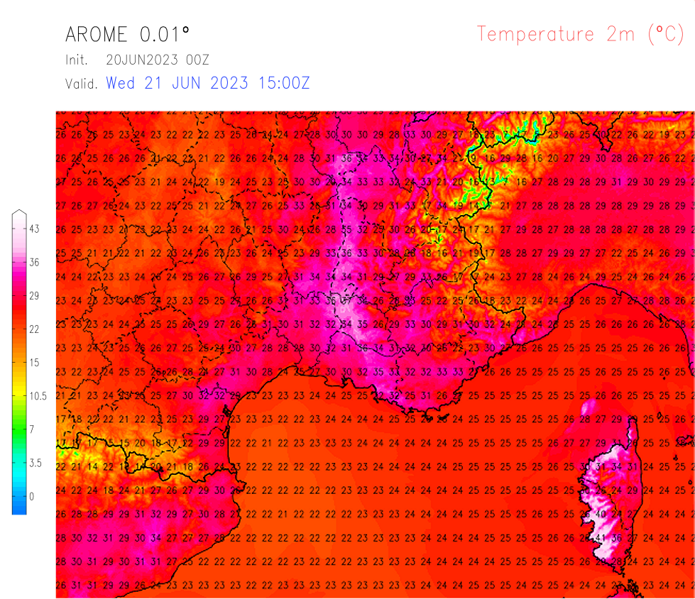 <p>Pic de très fortes chaleurs attendu demain mercredi sur le sud-est du pays avec jusqu'à 35/37°C en vallée du Rhône et 40/42°C sur l'ouest de la Corse avec le sirocco.</p>