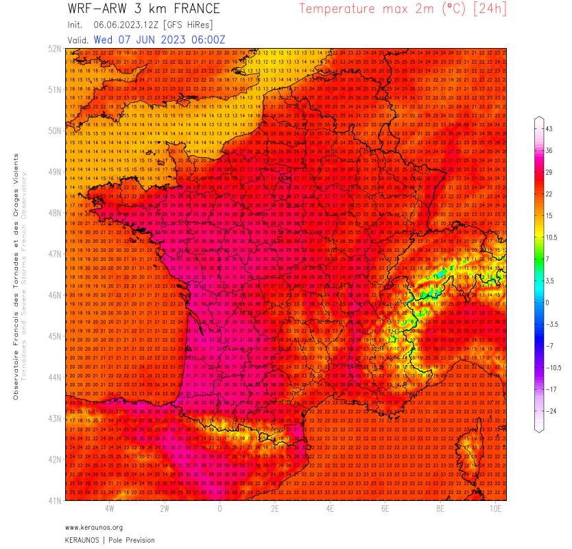 <p>Les #orages vont (temporairement) décliner demain mercredi. De fortes chaleurs sont prévues dans l'ouest avec 30 à 32°C sur un bon tiers ouest de la France, jusqu'au sud Bretagne.</p>