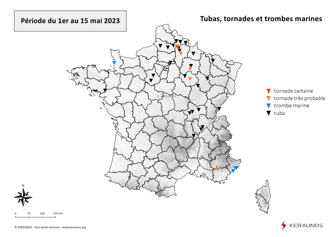 <p>37 phénomènes tourbillonnaires en 15 jours ! La première quinzaine de mai a été particulièrement propice aux tornades, tubas et trombes marines en France. Quels phénomènes ont été observés  où  et pourquoi  Les réponses dans le bilan publié aujourd'hui.</p>