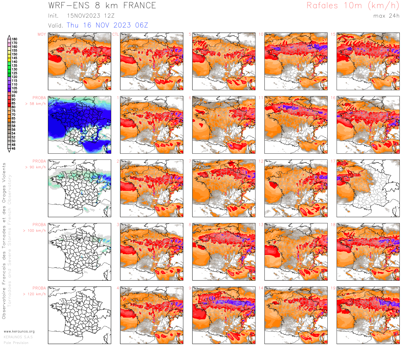 <p>Frederico - L'axe de vents forts devrait également s'étendre de la Bretagne aux Vosges, dans des proportions bien en-deçà des tempête Ciaran et Domingos. Des pointes à 90 km/h dans les terres sont souvent modélisées, parfois 100 et davantage sur reliefs et côtes.</p>