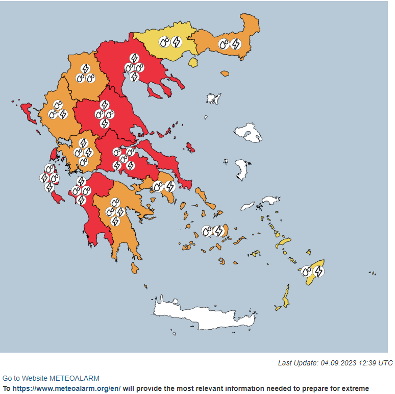 <p>rès mauvais temps en Grèce cette semaine avec des orages parfois diluviens attendus et des cumuls sur 72h supérieurs à 500/600 mm en plusieurs points du territoire, notamment en Thessalie, Sporades, Piérie, sud-ouest et est Péloponnèse.</p>