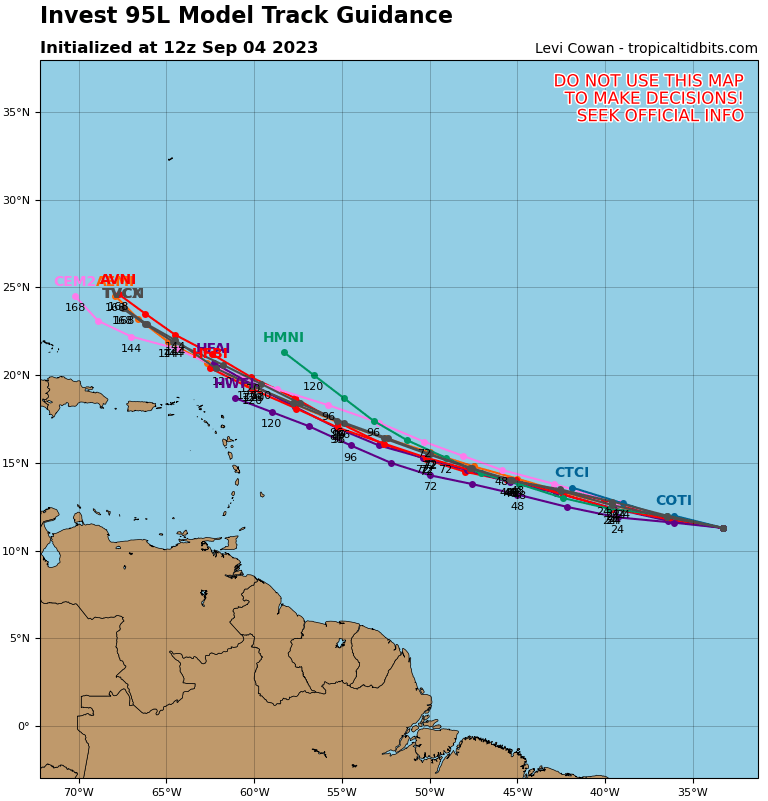 <p>L'onde tropicale 95L est un sérieux candidat pour devenir l'ouragan majeur Lee dans la semaine. Trajectoire à suivre de près, évoluant au nord de l'arc antillais.</p>