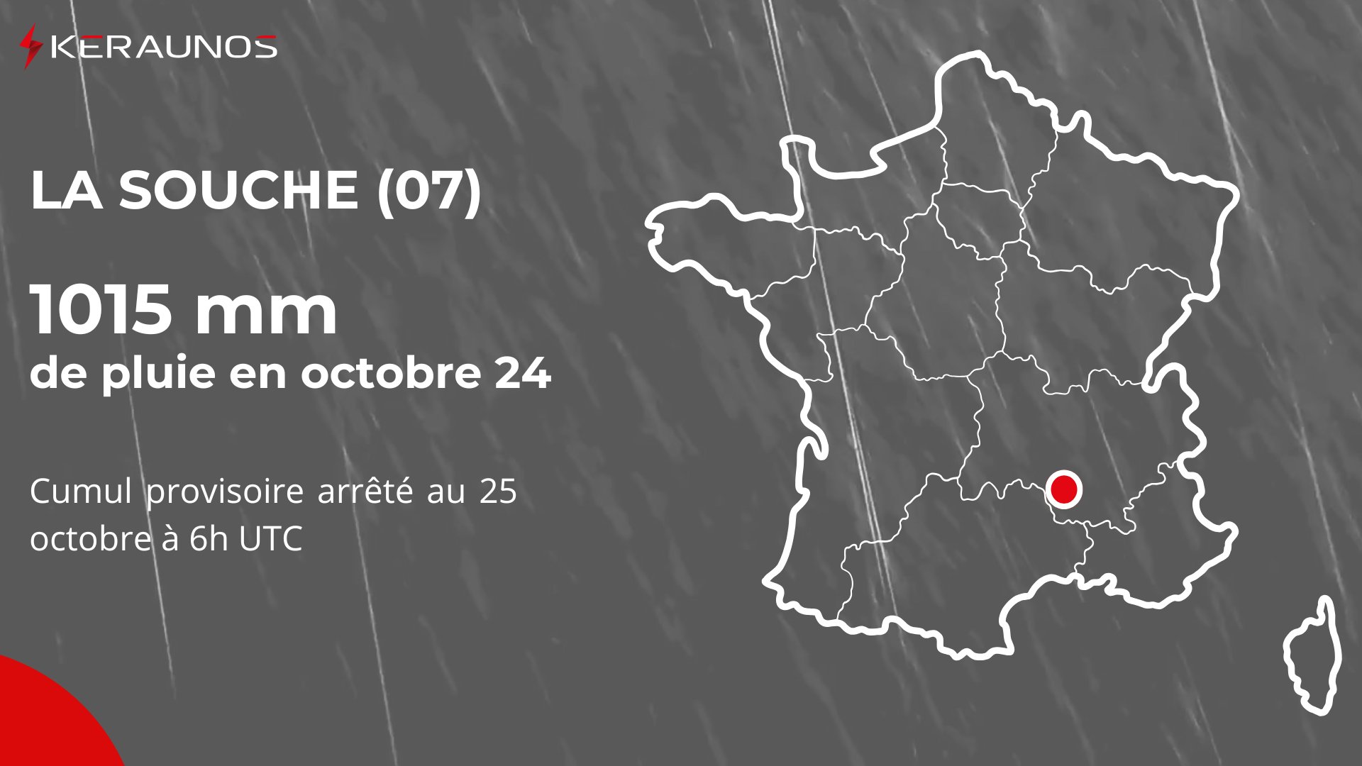 Les cumuls de pluie de ce mois d'octobre deviennent consid&eacute;rables en C&eacute;vennes ard&eacute;choises notamment o&ugrave; trois &eacute;pisodes c&eacute;venols se sont produits, dont un exceptionnel. Plus de 1000 mm sont d'ores et d&eacute;j&agrave; relev&eacute;s sur le mois, comme &agrave; la Souche. D'autres stations devraient d&eacute;passer ce seuil d'ici la fin du week-end.