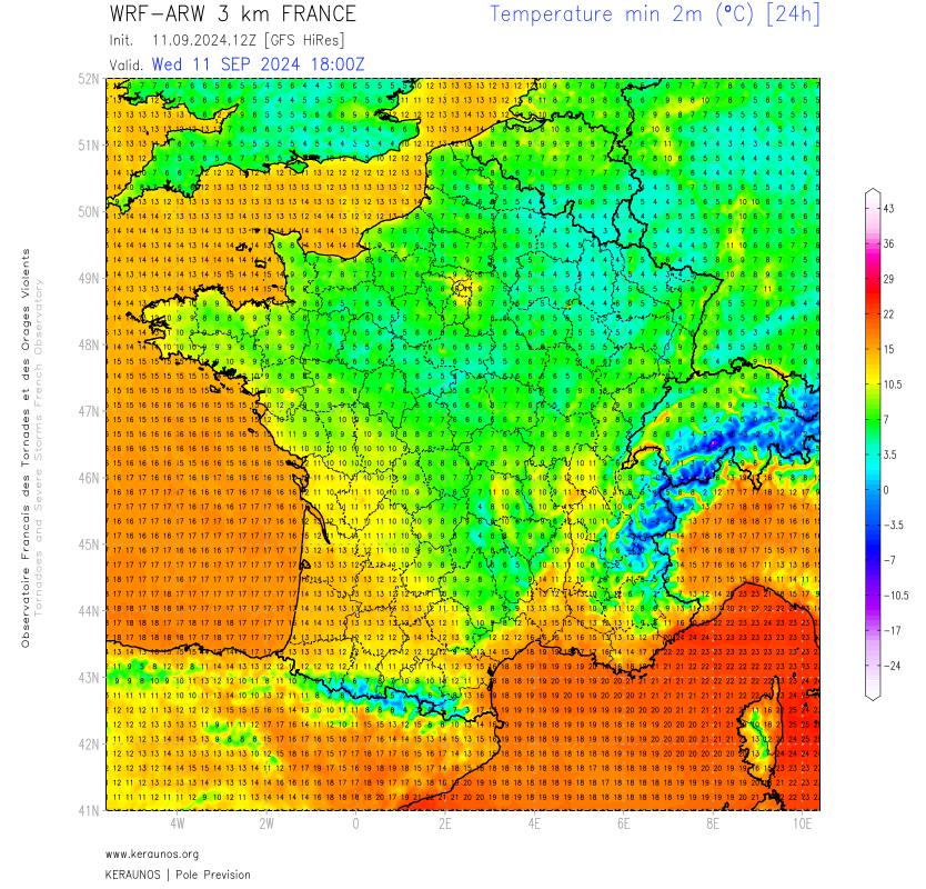 L'air plus froid va progresser sur la France ces prochaines heures. Des minimales &agrave; un chiffre sont attendues sur une bonne moiti&eacute; nord du pays, avec parfois 3 &agrave; 4&deg;C dans le nord-est demain au petit matin.