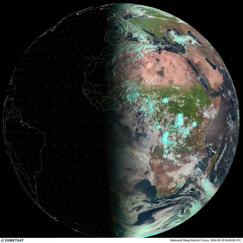Ce dimanche 22 septembre &agrave; 14h43 locales se produira l'&eacute;quinoxe d'automne dans l'h&eacute;misph&egrave;re nord. A partir du 26 septembre &agrave; Paris, la nuit deviendra plus longue que le jour. Image satellite Eumetsat
