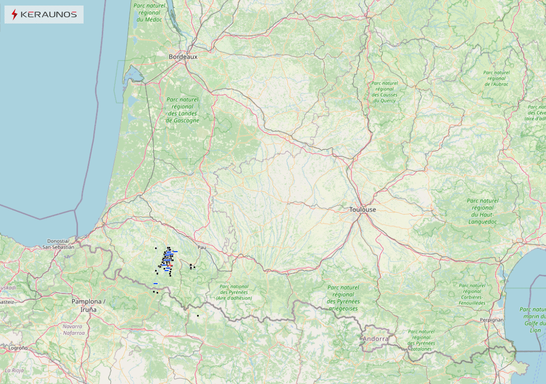 &nbsp;14.413 &eacute;clairs en quelques heures ! Ce mercredi apr&egrave;s-midi a &eacute;t&eacute; particuli&egrave;rement &eacute;lectrique dans le sud-ouest du pays : la foudre a frapp&eacute; le sol pas moins de 1.719 fois entre 12h et 20h, avec une proportion significative d'impacts positifs.