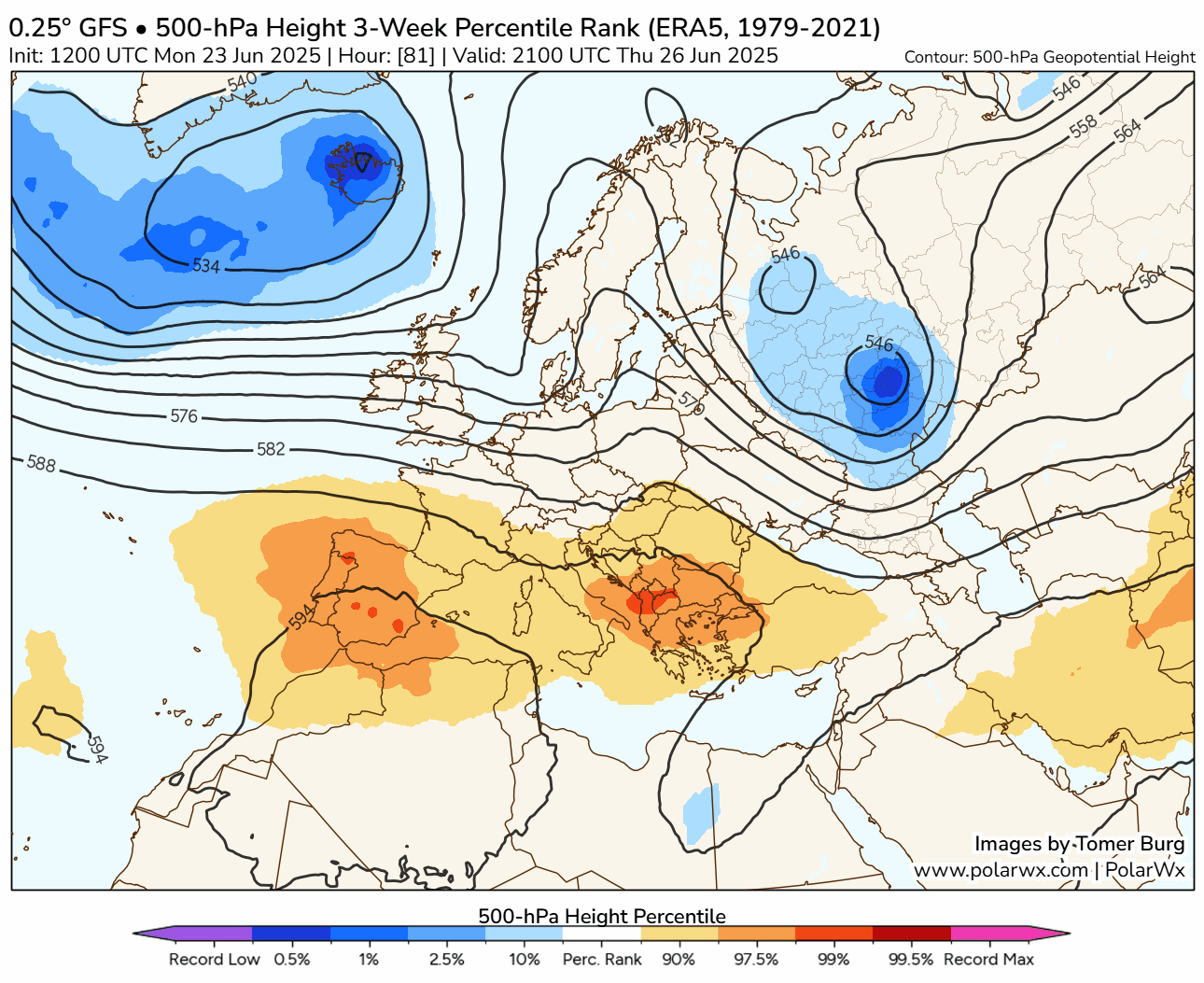 Apr&egrave;s la d&eacute;gradation orageuse de mercredi, une puissante dorsale anticyclonique va se d&eacute;velopper de l'Espagne au sud de la France. Les valeurs de g&eacute;opotentiels &agrave; 500 hPa seront proches de records pour cette p&eacute;riode de l'ann&eacute;e. La temp&eacute;rature vers 5700 m devrait monter jusqu'&agrave; -4&deg;C en M&eacute;diterran&eacute;e.