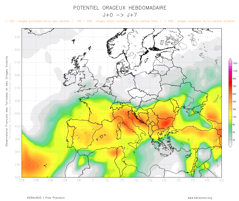 <p>Tendance générale à 7 jours : des conditions modérément devraient concerner le sud du pays cette semaine, plus nettement en deuxième partie de semaine. Pour l'heure, l'activité est prévue modérée. A suivre dans le bulletin moyen terme.</p>