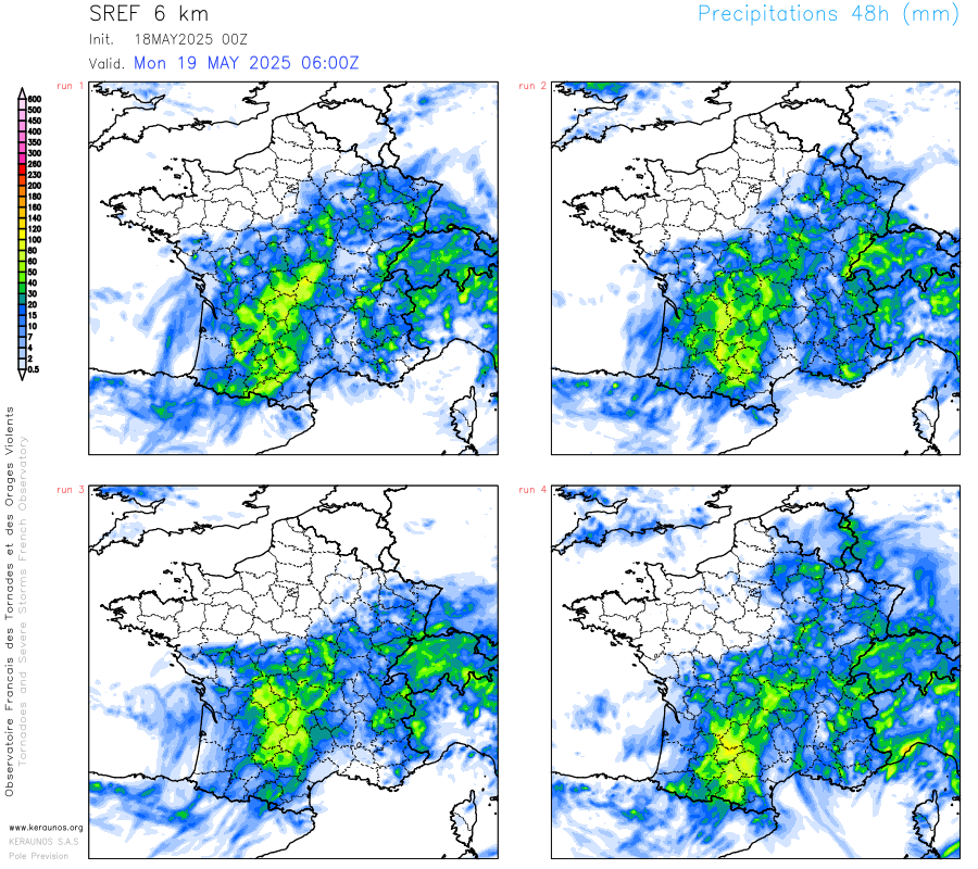 Une d&eacute;gradation orageuse s'annonce pour le d&eacute;but de semaine avant le retour d'un temps plus froid pour la saison. Des cumuls de pluie parfois importants sont attendus en 24/48h de l'Occitanie &agrave; l'ouest du Massif Central avec localement plus de 60/70 mm possibles selon le panel des mod&egrave;les.