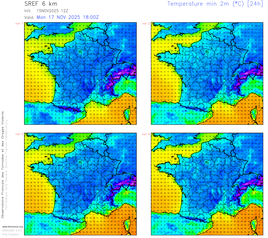 Des gel&eacute;es fr&eacute;quentes devraient se produire dans la nuit de lundi &agrave; mardi, &agrave; l'arri&egrave;re d'un front froid venu du nord pr&eacute;vu lundi. Elles seront peu s&eacute;v&egrave;res selon les mod&egrave;les d'ensemble mais il s'agira des premi&egrave;res gel&eacute;es de la saison sur une bonne partie du pays.