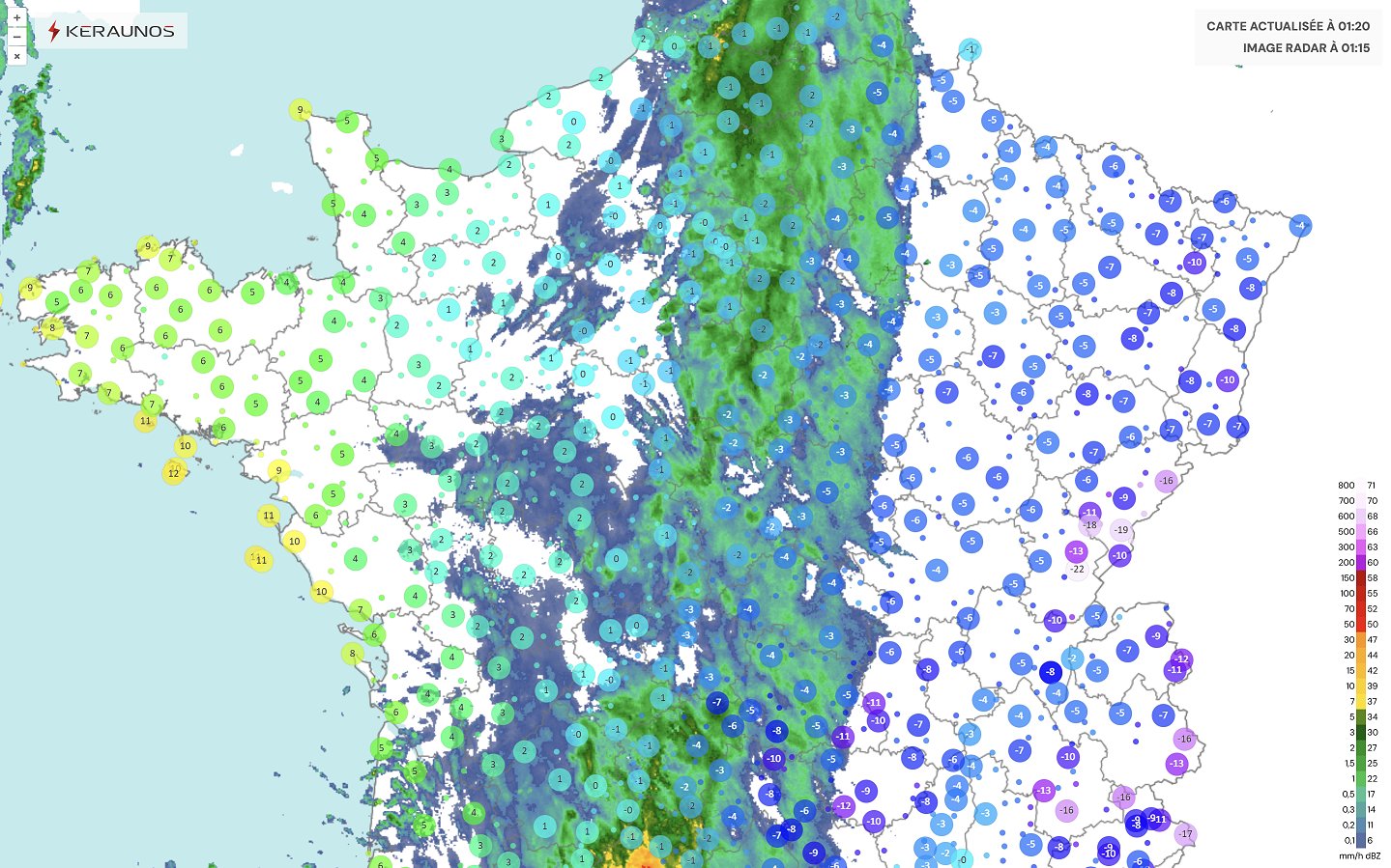

A l'arri&egrave;re du front chaud qui circule sur la France, le redoux est marqu&eacute; avec +12&deg;C sur les c&ocirc;tes du nord-ouest du pays. A l'avant, l'air tr&egrave;s froid r&eacute;siste avec -10&deg;C &agrave; Colmar, -17&deg;C &agrave; Pontarlier, jusqu'&agrave; -22&deg;C dans le Jura.&nbsp;
















