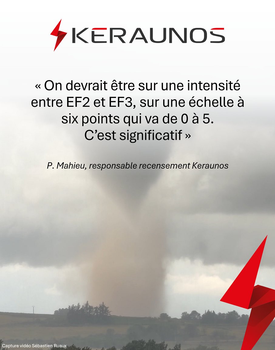 Tornade dans l'Aude - Les premiers &eacute;l&eacute;ments d'enqu&ecirc;te &agrave; Pomas permettent de confirmer une intensit&eacute; EF2 &agrave; EF3, qui devra &ecirc;tre affin&eacute;e tr&egrave;s prochainement.