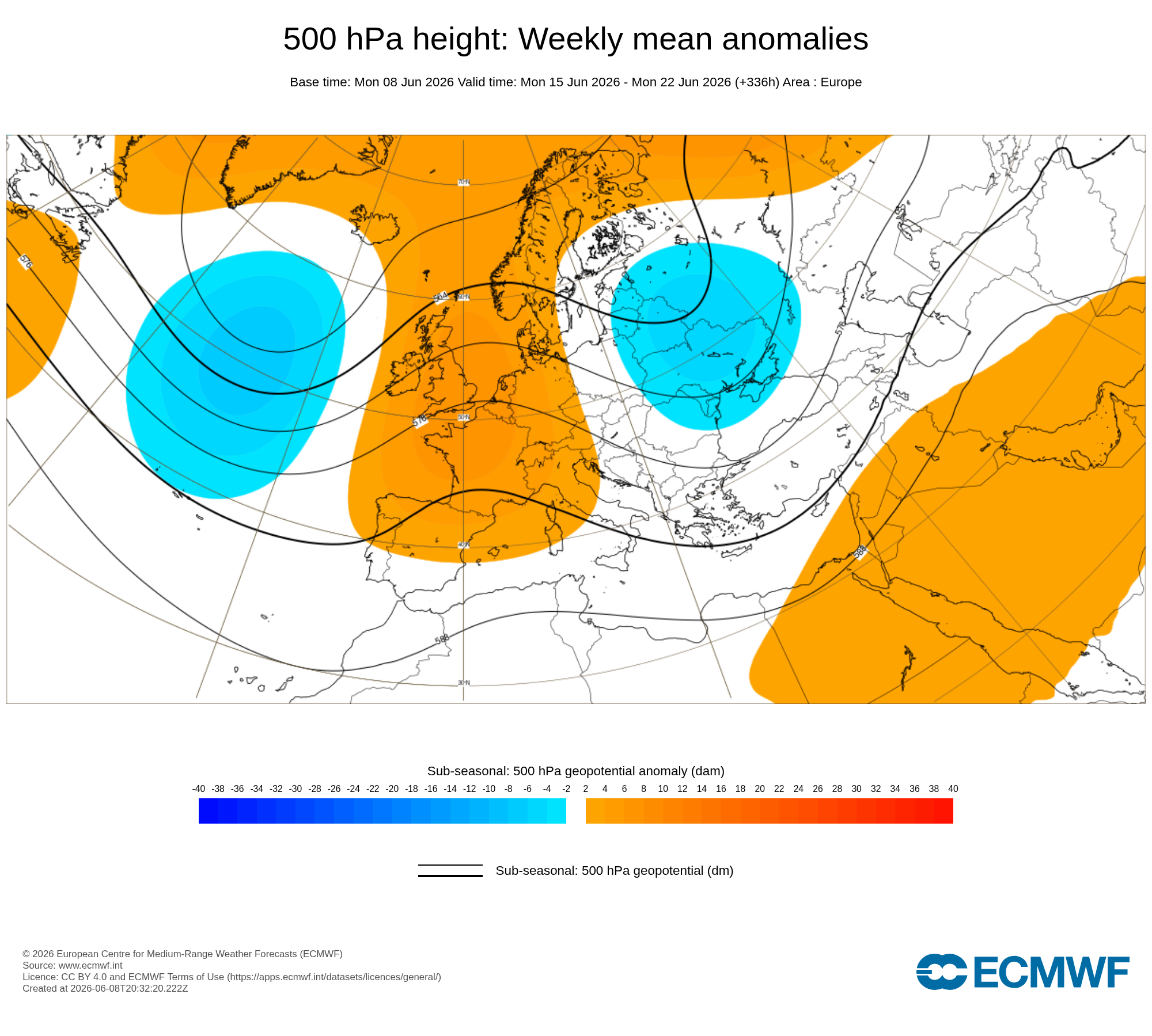 Un r&eacute;gime anticyclonique de plus en plus chaud devrait se reconstituer en fin de semaine pour ensuite perdurer la semaine prochaine avec un temps estival. Cela n'emp&ecirc;chera pas quelques orages possiblement la semaine prochaine mais la tendance demande &agrave; &ecirc;tre affin&eacute;e.