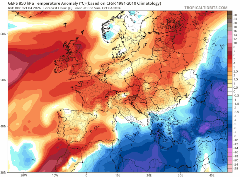 Le passage d'un front froid actif en milieu de semaine va faire passer les temp&eacute;ratures bien sous les normales au niveau de la masse d'air &agrave; 1500 m. Un nouvel &eacute;pisode pluvio-orageux est attendu sur le sud-est du pays avec des cumuls possiblement > 100 mm.