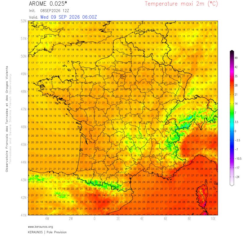 Demain mercredi, &agrave; l'arri&egrave;re du front froid, des temp&eacute;ratures respirables se g&eacute;n&eacute;ralisent. Seule la Corse, qui ne verra le front passer qu'en fin de journ&eacute;e, restera expos&eacute;e &agrave; de fortes chaleurs. Ailleurs, les 25&deg;C ne seront plus atteints que sur l'est de la Provence et le littoral m&eacute;diterran&eacute;en.