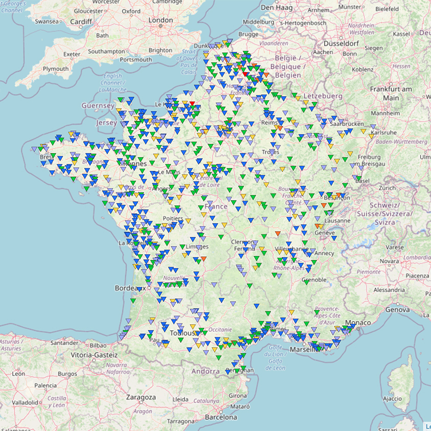 Carte des tornades en France