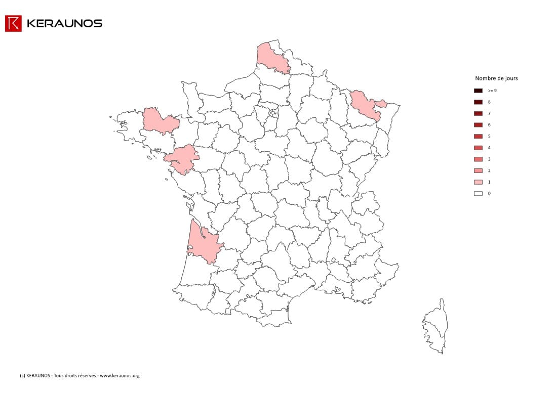 Carte Nombre de jours avec orage violent