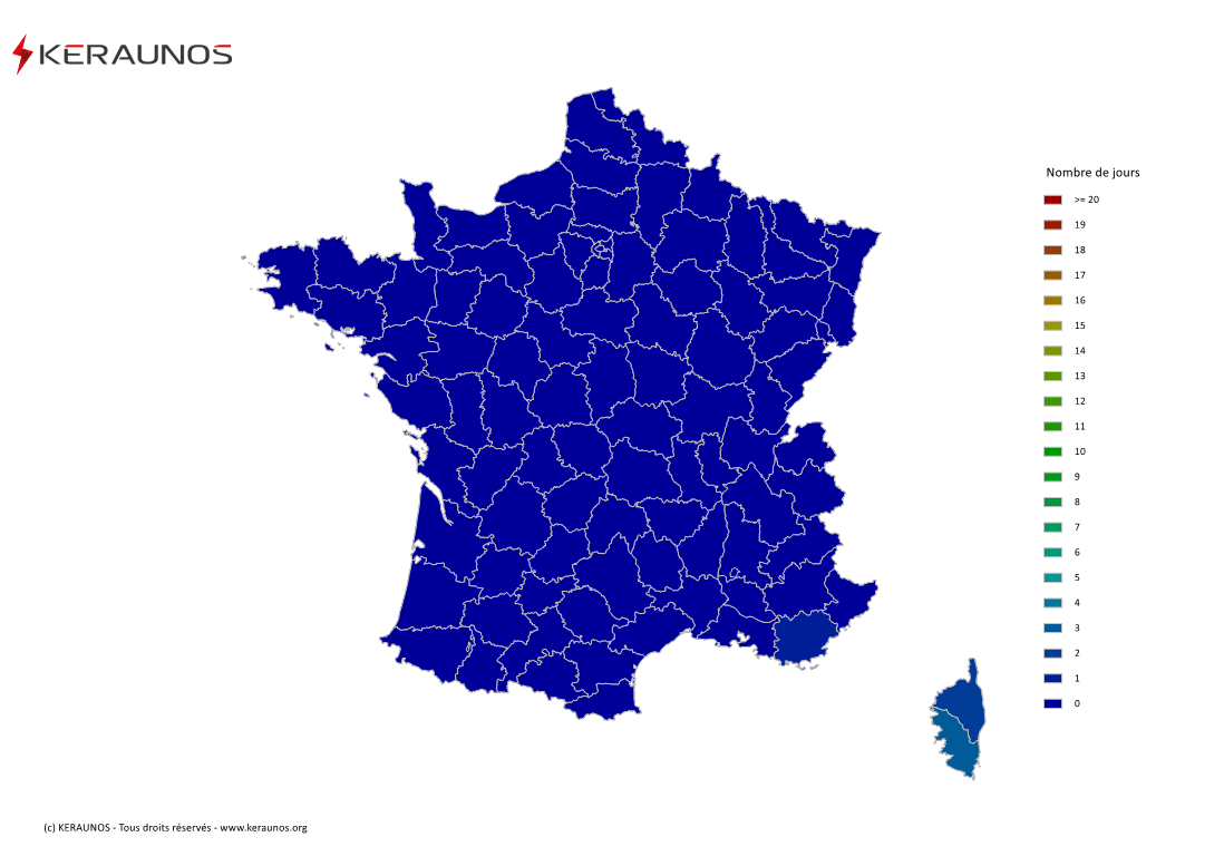 Carte du Nombre de jours avec orage