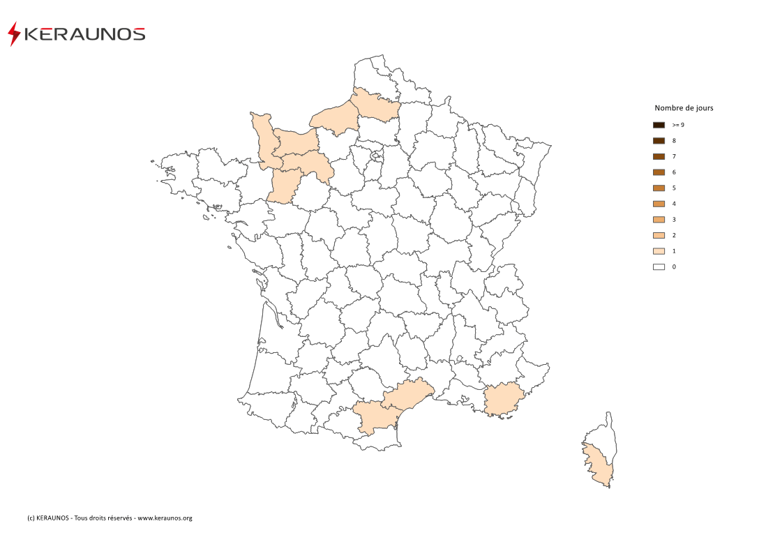 Carte Nombre de jours avec orage fort