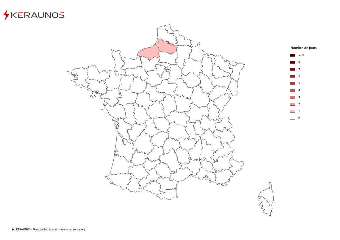 Carte Nombre de jours avec orage violent