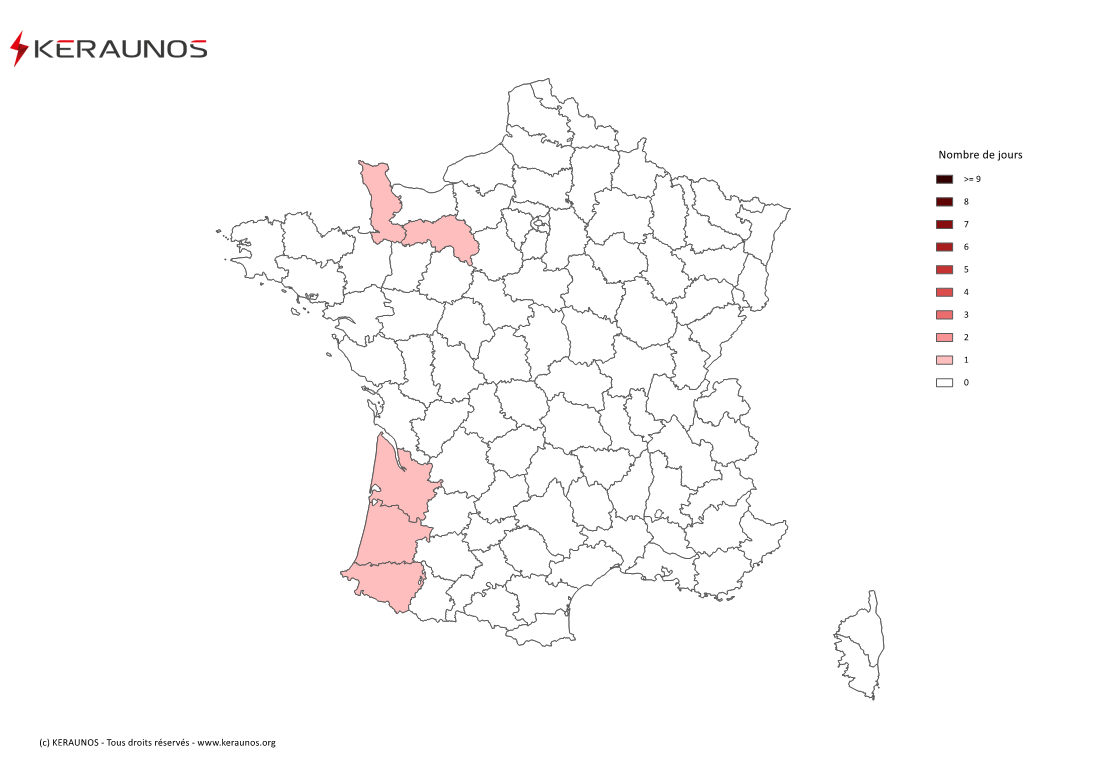 Carte Nombre de jours avec orage violent