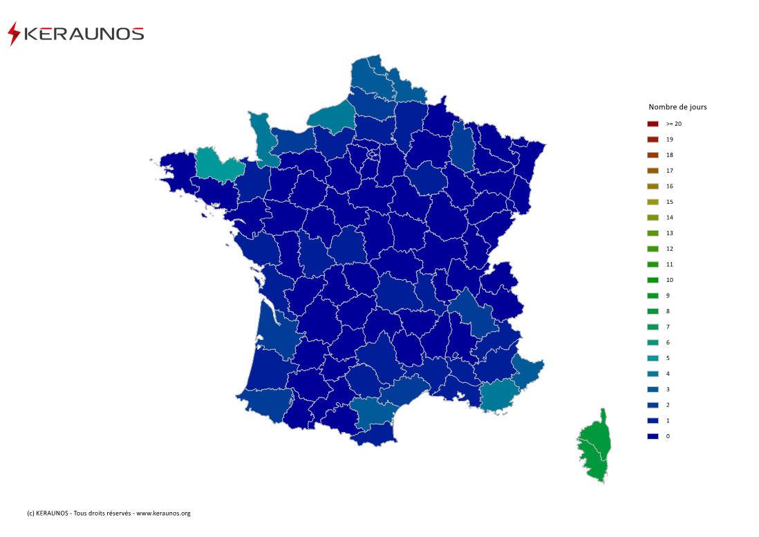 Carte du Nombre de jours avec orage