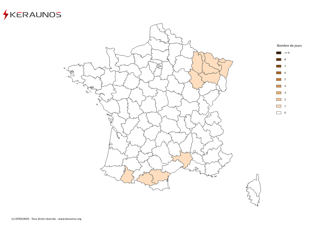 Carte Nombre de jours avec orage fort