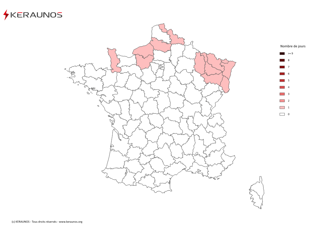 Carte Nombre de jours avec orage violent