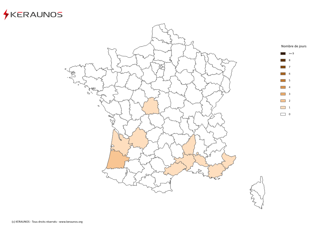 Carte Nombre de jours avec orage fort