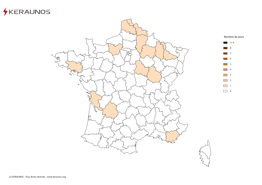 Carte Nombre de jours avec orage fort