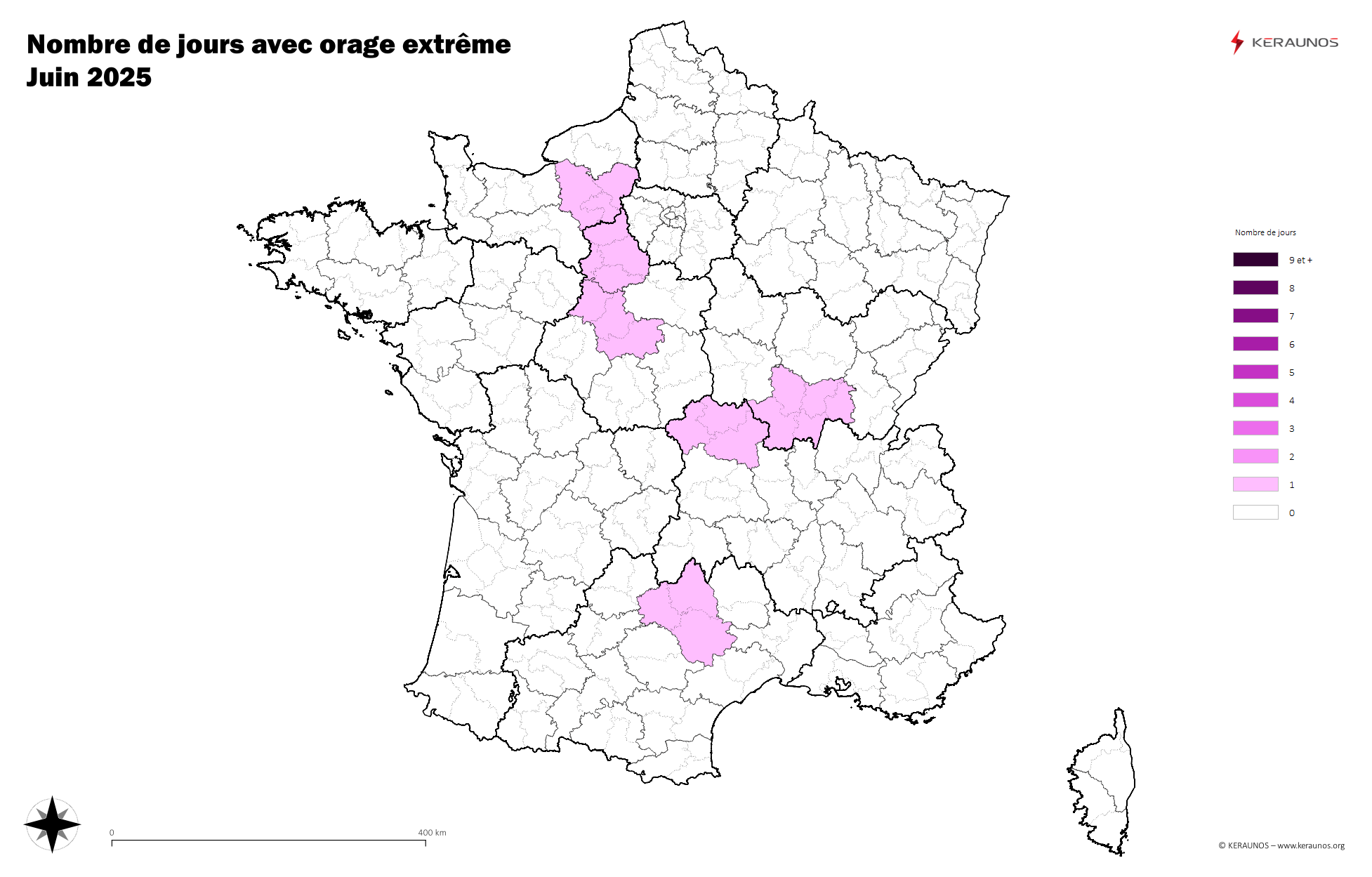 Carte Nombre de jours avec orage extrême