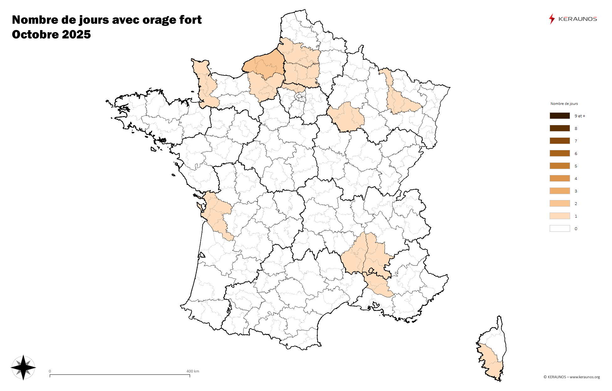 Carte Nombre de jours avec orage fort
