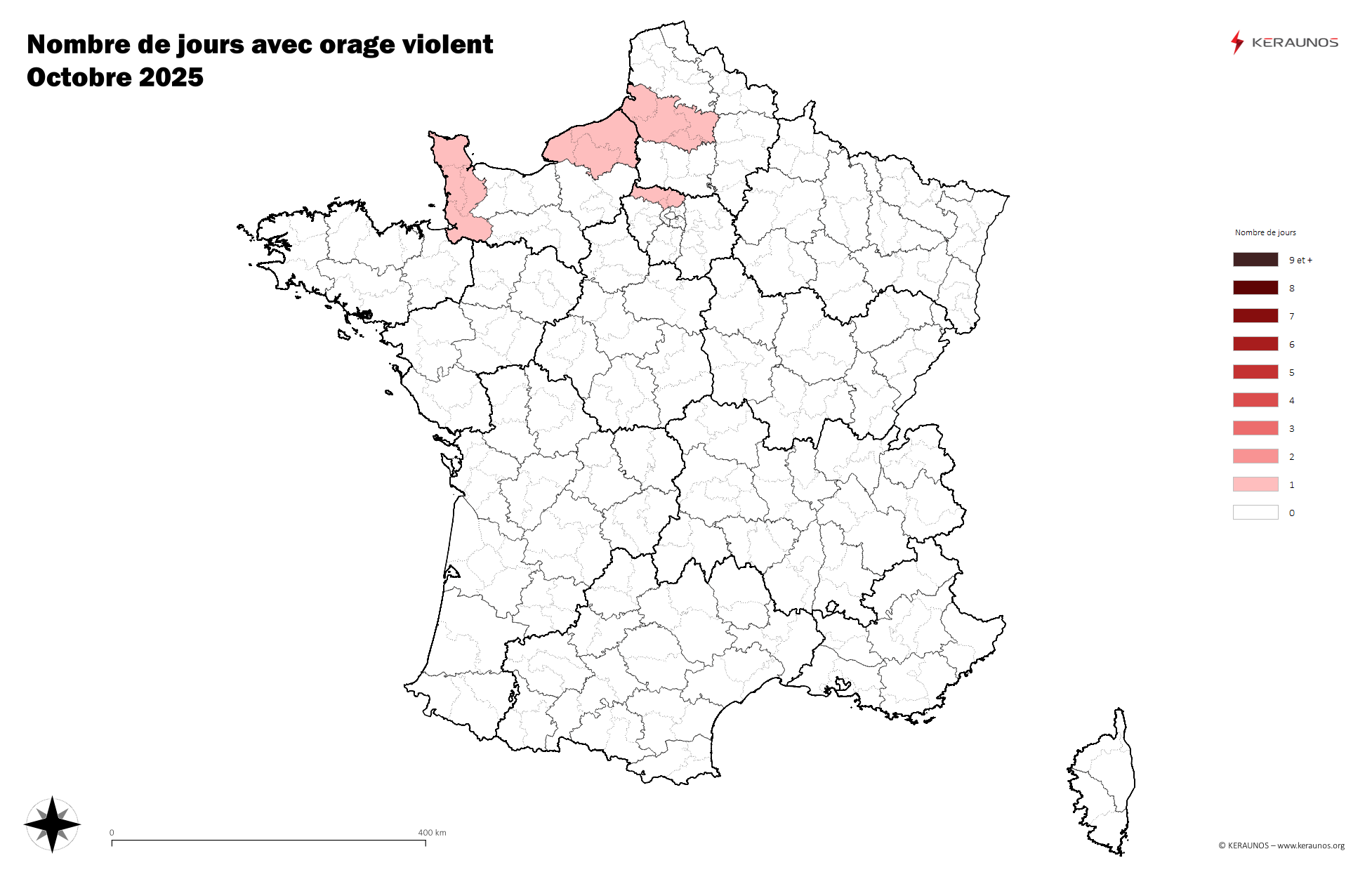 Carte Nombre de jours avec orage violent